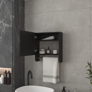 HomeRoots 18" Black Wood Floating Vanity & Medicine Cabinet Set - Modern Space-Saving Design for Bathrooms 571352