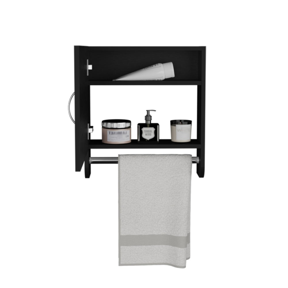 HomeRoots 18" Black Wood Floating Vanity & Medicine Cabinet Set - Modern Space-Saving Design for Bathrooms 571352