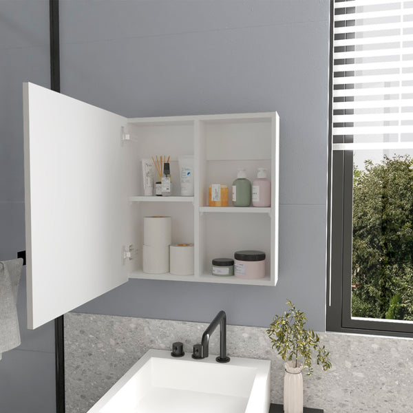 HomeRoots 20" White Floating Bathroom Vanity Set with Medicine Cabinet & Mirror - Modern Space-Saving Design 571353