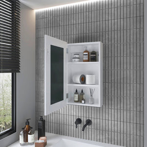 HomeRoots 15" White Wood Floating Bathroom Vanity with Mirror & Medicine Cabinet - Space-Saving Solution! 571355