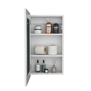 HomeRoots 15" White Wood Floating Bathroom Vanity with Mirror & Medicine Cabinet - Space-Saving Solution! 571355