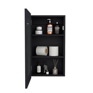15 Inch Black Wood Wall Mounted Vanity Cabinet for a Modern Bathroom Storage