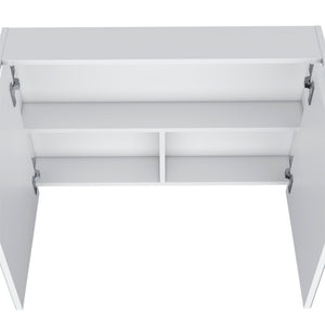 HomeRoots 32" Modern Floating White Wood Bathroom Vanity with Double Doors & Mirror Cabinet for Organized Elegance 571357