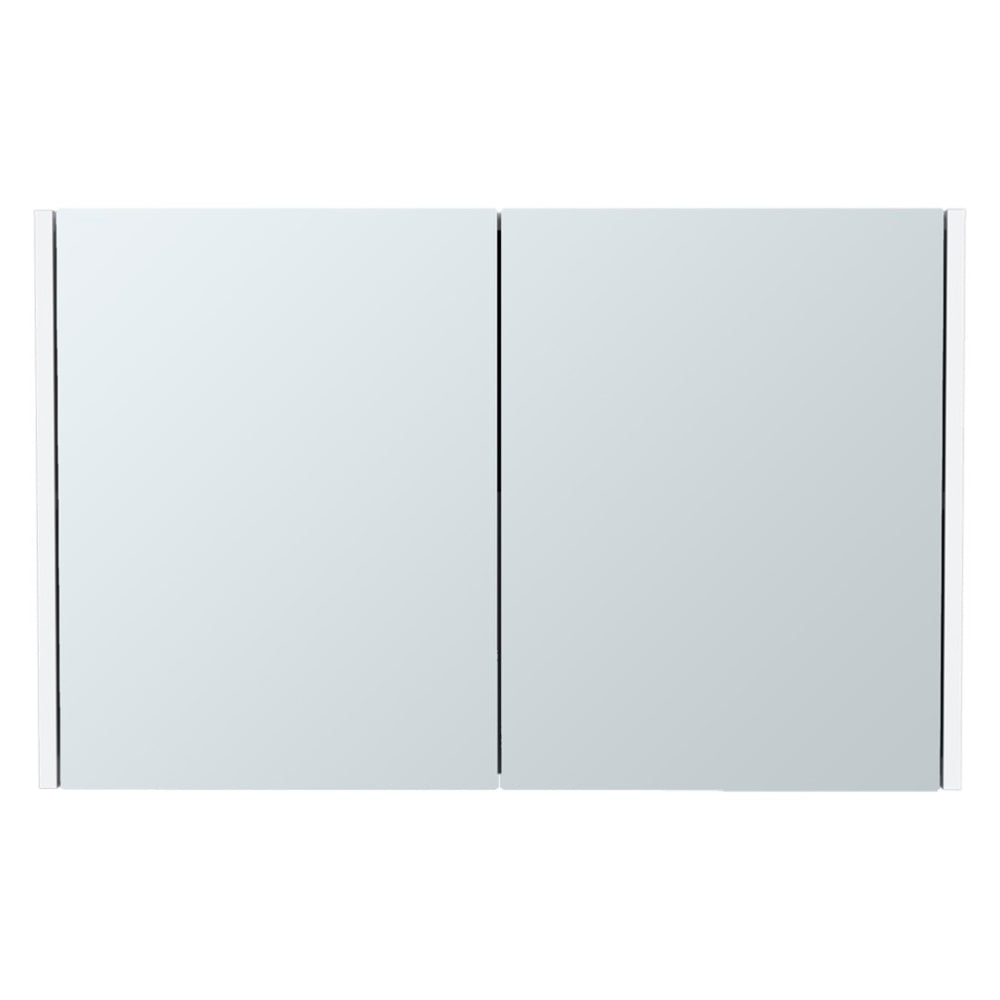 HomeRoots 32" Modern Floating White Wood Bathroom Vanity with Double Doors & Mirror Cabinet for Organized Elegance 571357