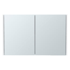 HomeRoots 32" Modern Floating White Wood Bathroom Vanity with Double Doors & Mirror Cabinet for Organized Elegance 571357