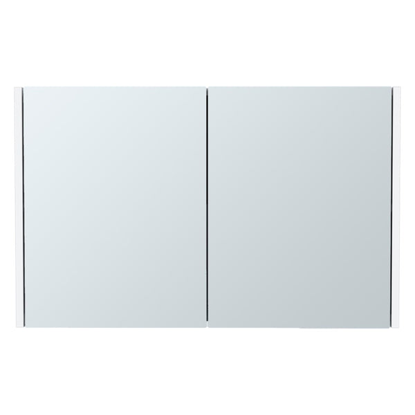 HomeRoots 32" Modern Floating White Wood Bathroom Vanity with Double Doors & Mirror Cabinet for Organized Elegance 571357
