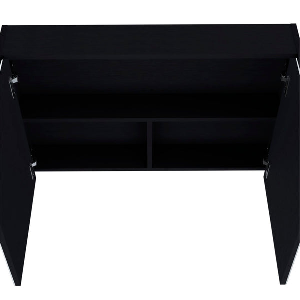 HomeRoots 32" Black Wood Floating Bathroom Vanity Set with Mirror & Medicine Cabinet for Modern Spaces 571358
