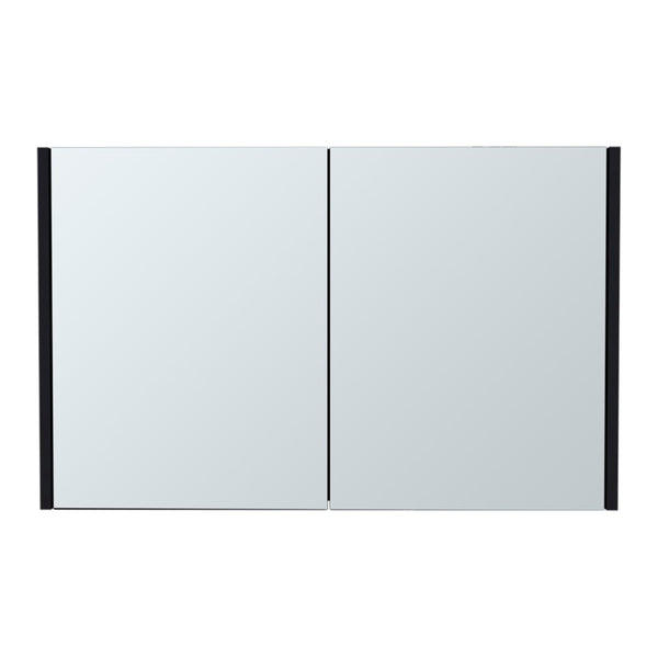 HomeRoots 32" Black Wood Floating Bathroom Vanity Set with Mirror & Medicine Cabinet for Modern Spaces 571358