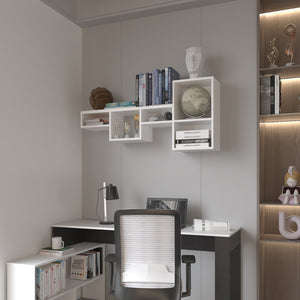 HomeRoots 47" White Wood Wall-Mounted Cubby Shelf - Stylish Storage Solution for Modern Home Organization & Decor 571363