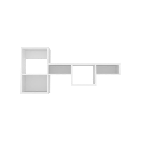 HomeRoots 47" White Wood Wall-Mounted Cubby Shelf - Stylish Storage Solution for Modern Home Organization & Decor 571363