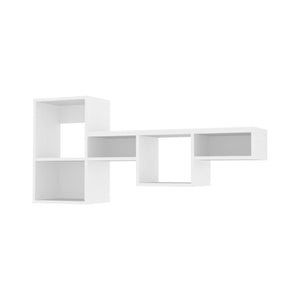 HomeRoots 47" White Wood Wall-Mounted Cubby Shelf - Stylish Storage Solution for Modern Home Organization & Decor 571363