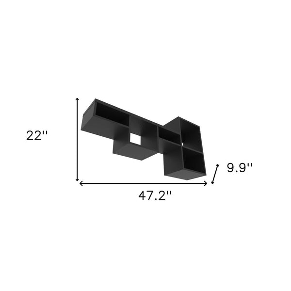 HomeRoots 47" Black Wood Wall Mounted Cubby Shelf - Stylish Space-Saving Storage for Modern Home Decor 571364