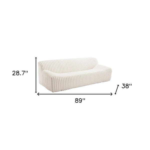 HomeRoots 89" Cream Sofa - Modern Armless Design with Plush Pillows, Durable Wood Frame & Easy Assembly for Comfort 571366