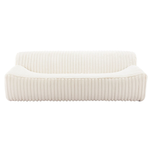 HomeRoots 89" Cream Sofa - Modern Armless Design with Plush Pillows, Durable Wood Frame & Easy Assembly for Comfort 571366