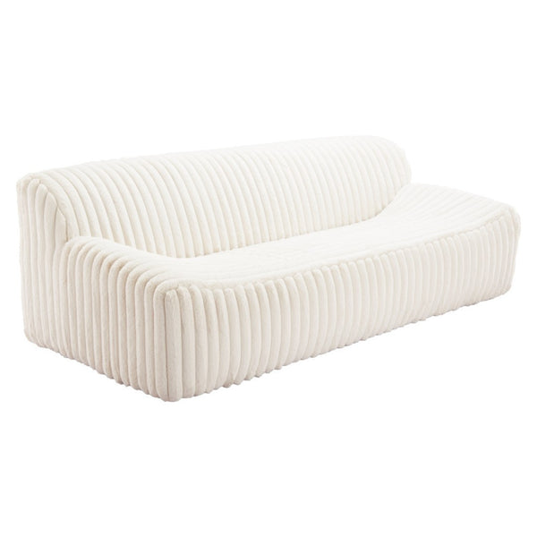 HomeRoots 89" Cream Sofa - Modern Armless Design with Plush Pillows, Durable Wood Frame & Easy Assembly for Comfort 571366