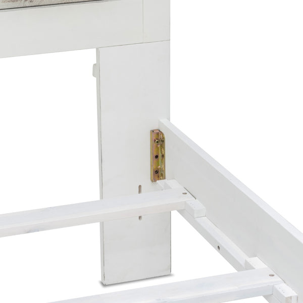 Homeroots Gray Carved Geometric Solid Wood Queen Bed Frame - Distressed Elegance For A Cozy Bedroom Oasis  Wood 571381