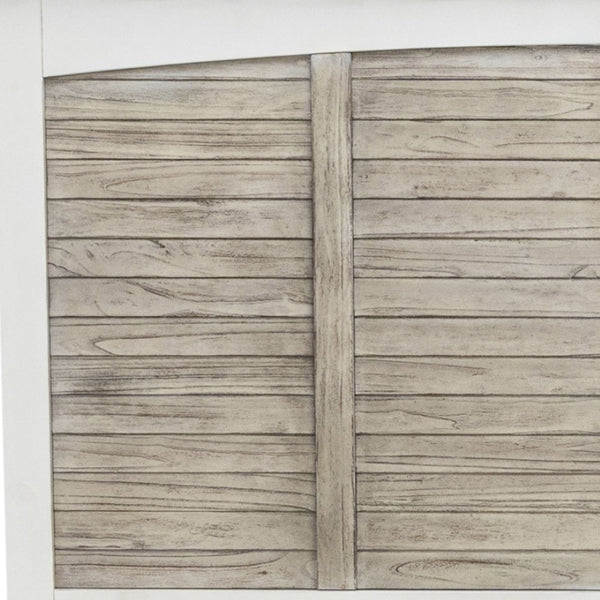 Homeroots Gray Carved Geometric Solid Wood Queen Bed Frame - Distressed Elegance For A Cozy Bedroom Oasis  Wood 571381