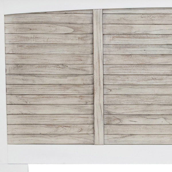 Homeroots Gray Carved Geometric Distressed Solid Wood King Bed Frame For Timeless Elegance And Comfort  Wood 571382