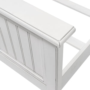 Homeroots White Carved Geometric King Bed Frame - Distressed Solid Wood Design For Ultimate Comfort & Style  Wood 571384