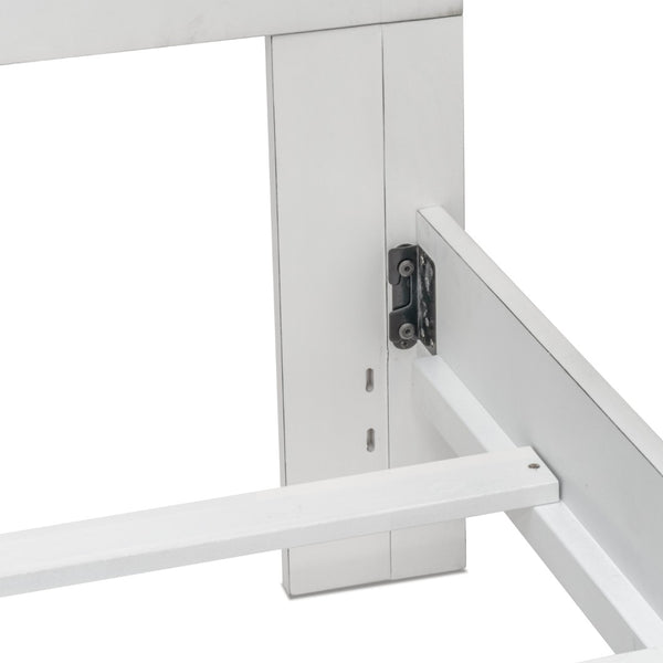 Homeroots White Carved Geometric King Bed Frame - Distressed Solid Wood Design For Ultimate Comfort & Style  Wood 571384