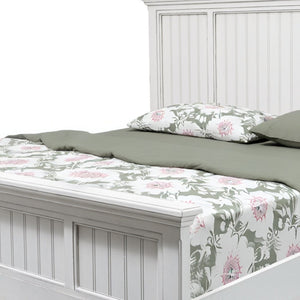 Homeroots White Carved Geometric King Bed Frame - Distressed Solid Wood Design For Ultimate Comfort & Style  Wood 571384