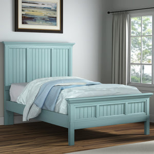 Homeroots Aqua Blue Ribbed Texture Queen Bed Frame - Distressed Solid Wood For Stylish Comfort & Quality   571385