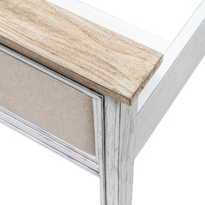 Homeroots White Distressed Solid Wood And Linen Queen Bed Frame - Shiplap Texture For Luxurious Comfort  Wood 571387