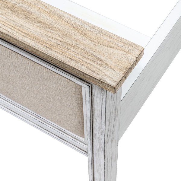 Homeroots White Distressed Solid Wood And Linen Queen Bed Frame - Shiplap Texture For Luxurious Comfort  Wood 571387