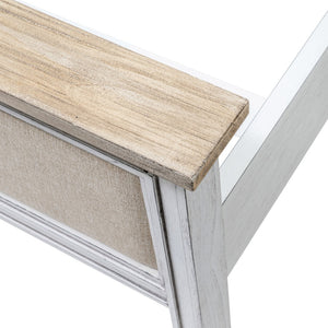 Homeroots White Shiplap Textured King Bed Frame - Luxurious Distressed Solid Wood & Linen For Stylish Comfort  Wood 571388