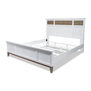 Homeroots White Ribbed Texture Solid Wood King Bed Frame - Stylish, Comfortable, And Perfect For Any Bedroom  Wood 571390