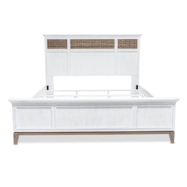 Homeroots White Ribbed Texture Solid Wood King Bed Frame - Stylish, Comfortable, And Perfect For Any Bedroom  Wood 571390