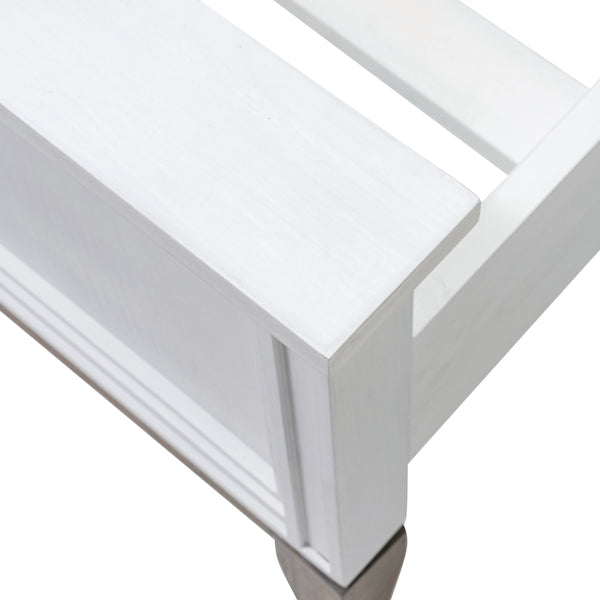 Homeroots White Ribbed Texture Solid Wood King Bed Frame - Stylish, Comfortable, And Perfect For Any Bedroom  Wood 571390