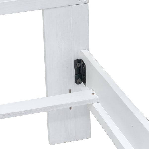 Homeroots White Ribbed Texture Solid Wood King Bed Frame - Stylish, Comfortable, And Perfect For Any Bedroom  Wood 571390