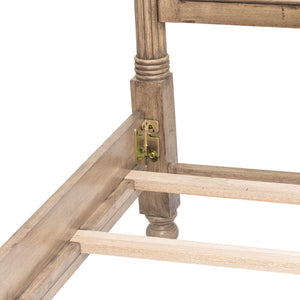 Homeroots Natural Carved Geometric Solid Wood King Bed Frame - Elegant Design For Ultimate Comfort & Durability  Wood 571392