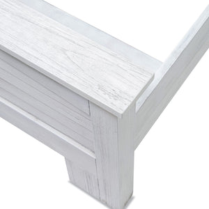 Homeroots White Plantation Shutter Queen Bed Frame - Distressed Solid Wood For Stylish Sleep Sanctuary  Wood 571393
