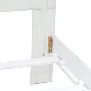 Homeroots White Plantation Shutter Queen Bed Frame - Distressed Solid Wood For Stylish Sleep Sanctuary  Wood 571393