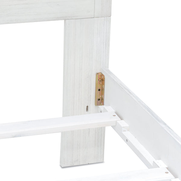 Homeroots White Plantation Shutter Queen Bed Frame - Distressed Solid Wood For Stylish Sleep Sanctuary  Wood 571393