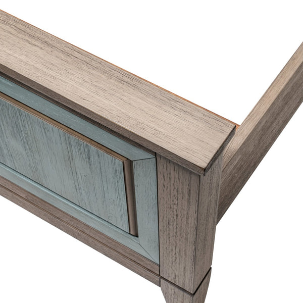 Homeroots Green Shiplap Texture Distressed Solid Wood Queen Bed Frame - Luxurious Comfort & Timeless Design  Wood 571395