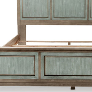 Homeroots Green Shiplap Texture Distressed Solid Wood King Bed Frame - Durable Design For Restful Sleep  Wood 571396