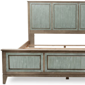 Homeroots Green Shiplap Texture Distressed Solid Wood King Bed Frame - Durable Design For Restful Sleep  Wood 571396