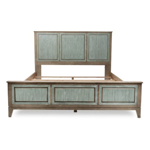 Homeroots Green Shiplap Texture Distressed Solid Wood King Bed Frame - Durable Design For Restful Sleep  Wood 571396