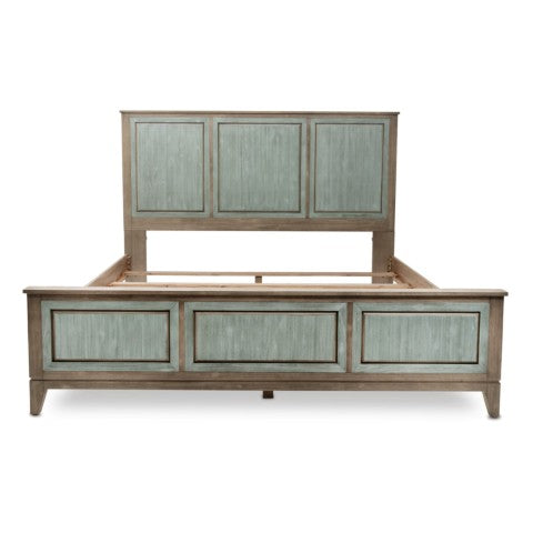 Homeroots Green Shiplap Texture Distressed Solid Wood King Bed Frame - Durable Design For Restful Sleep  Wood 571396