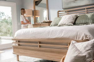 Homeroots Brown Carved Geometric Solid Wood King Bed Frame - Luxurious Comfort For Your Dream Bedroom Oasis  Wood 571398