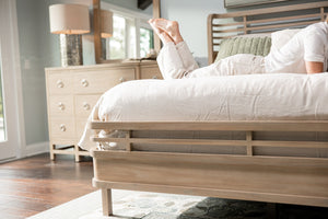 Homeroots Brown Carved Geometric Solid Wood King Bed Frame - Luxurious Comfort For Your Dream Bedroom Oasis  Wood 571398