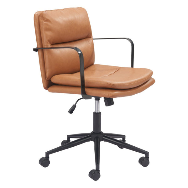 HomeRoots Brown Adjustable Height Swivel Office Chair - Modern Chic Design, Faux Leather Comfort & Mobility 571399