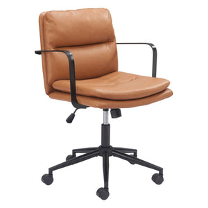 HomeRoots Brown Adjustable Height Swivel Office Chair - Modern Chic Design, Faux Leather Comfort & Mobility 571399