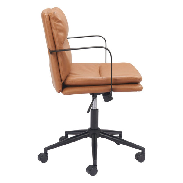 HomeRoots Brown Adjustable Height Swivel Office Chair - Modern Chic Design, Faux Leather Comfort & Mobility 571399