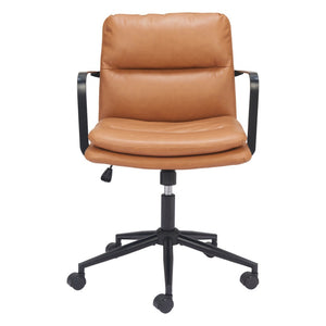HomeRoots Brown Adjustable Height Swivel Office Chair - Modern Chic Design, Faux Leather Comfort & Mobility 571399