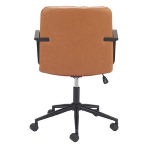 HomeRoots Brown Adjustable Height Swivel Office Chair - Modern Chic Design, Faux Leather Comfort & Mobility 571399