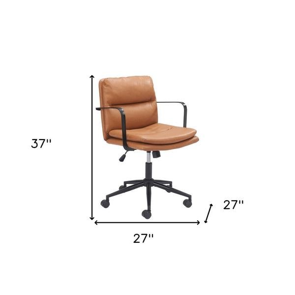HomeRoots Brown Adjustable Height Swivel Office Chair - Modern Chic Design, Faux Leather Comfort & Mobility 571399